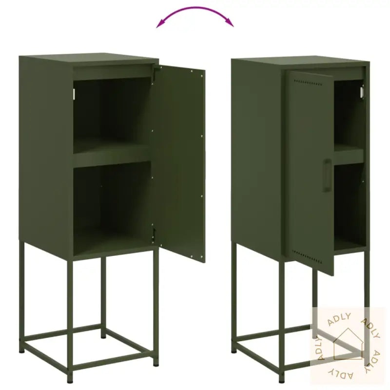 Highboard Olivengrønn 36X39X107 Cm Stål