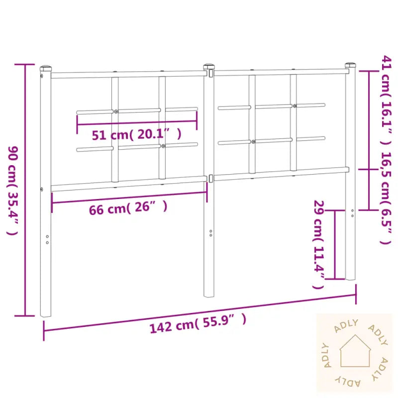 Sengegavl I Metall Hvit 135 Cm