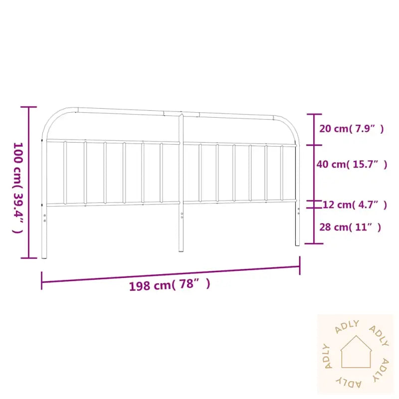 Sengegavl I Metall Hvit 193 Cm