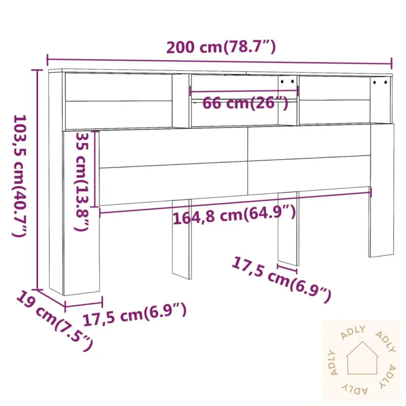 Sengegavlskap Svart 200X19X103,5 Cm