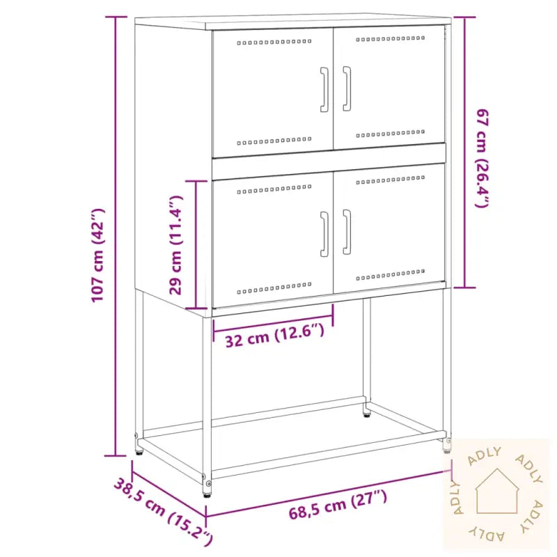 Skjenk Antrasitt 68,5X38,5X107 Cm Stål