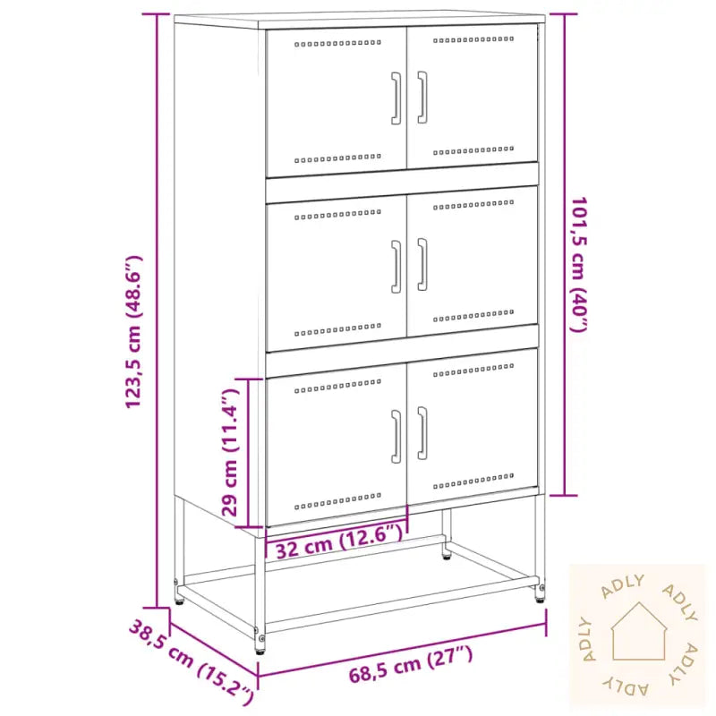 Skjenk Rosa 68,5X38,5X123,5 Cm Stål