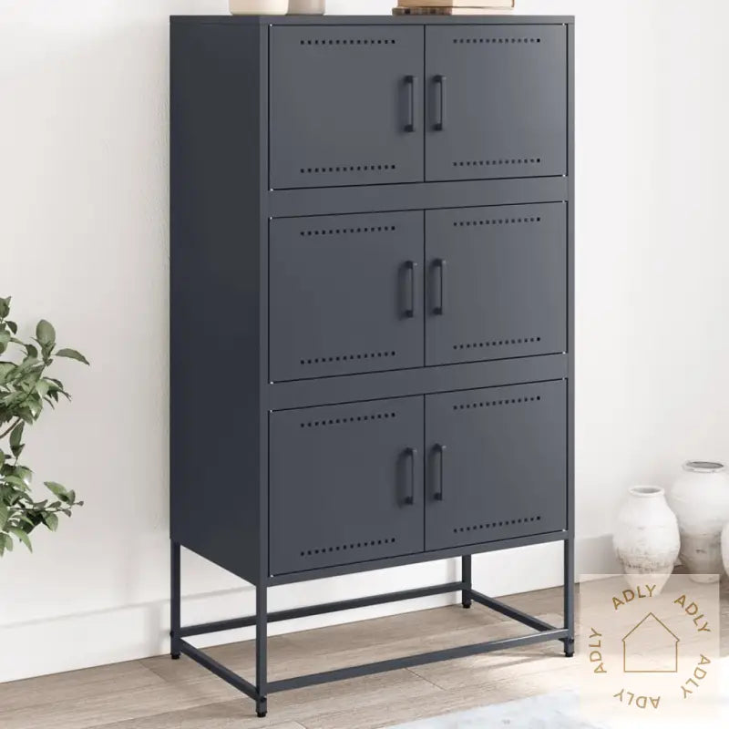 Skjenk Antrasitt 68,5X38,5X123,5 Cm Stål