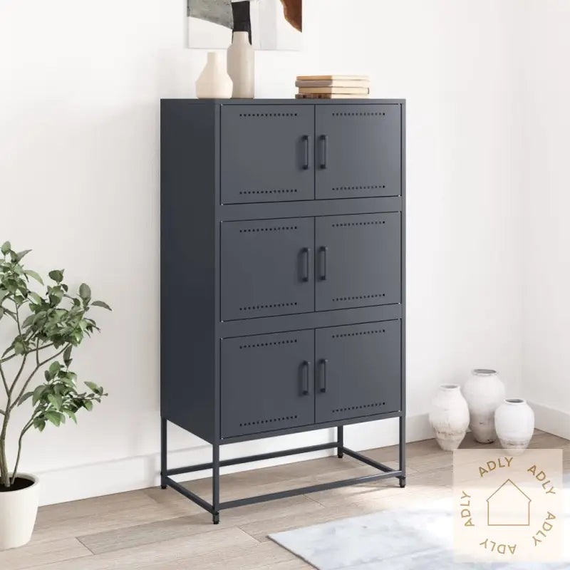 Skjenk Antrasitt 68,5X38,5X123,5 Cm Stål