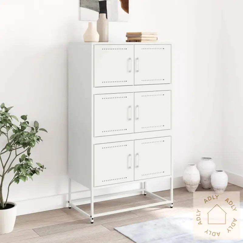 Skjenk Hvit 68,5X38,5X123,5 Cm Stål