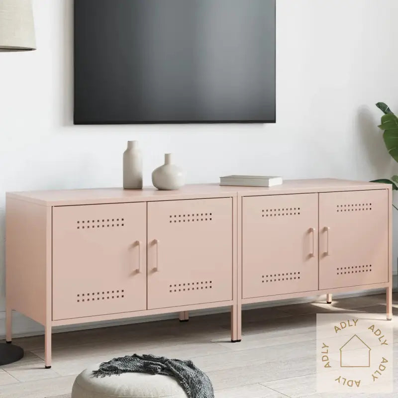 Tv-Benker 2 Stk Rosa 68X39X50,5 Cm Stål