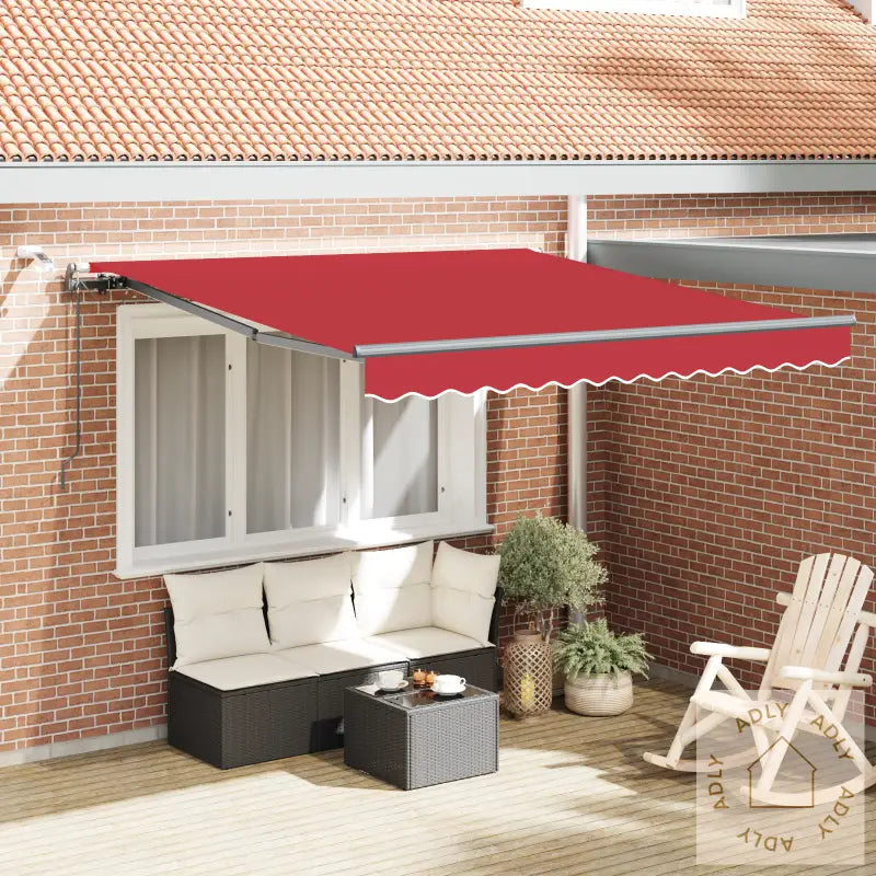 Automatisk Uttrekkbar Markise Med Led Rød 300X250 Cm