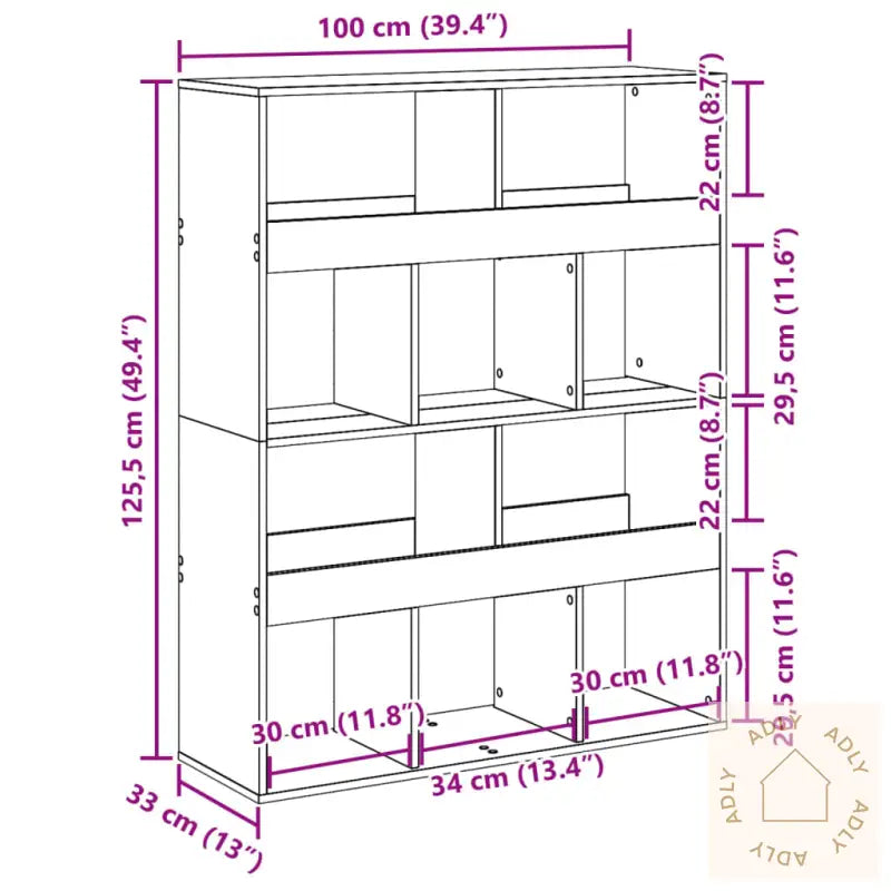 Romdeler Brun Eik 100X33X125,5 Cm Konstruert Tre