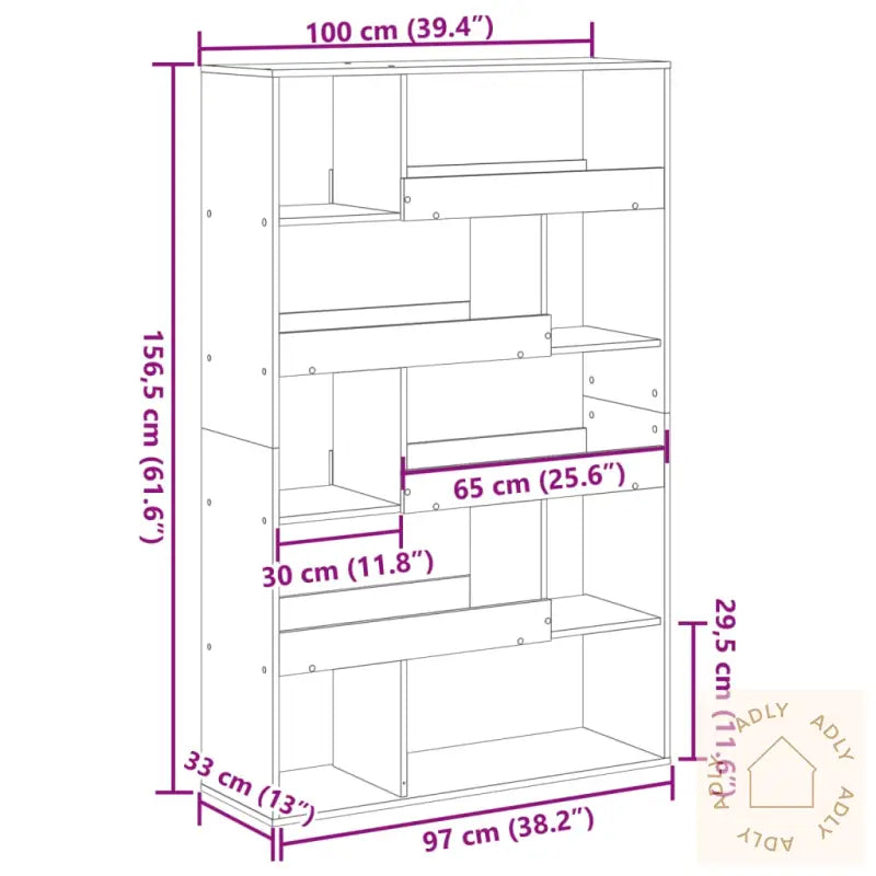 Romdeler Sonoma Eik 100X33X156,5 Cm Konstruert Tre