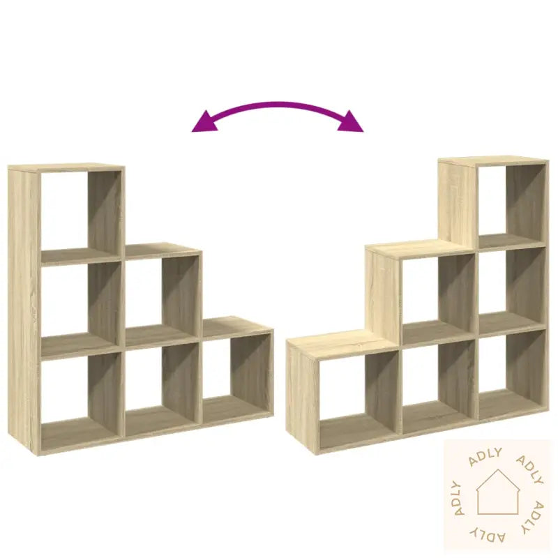 Romdeler Bokhylle 3 Lag Sonoma Eik 99X29X99 Cm Konstruert Tre