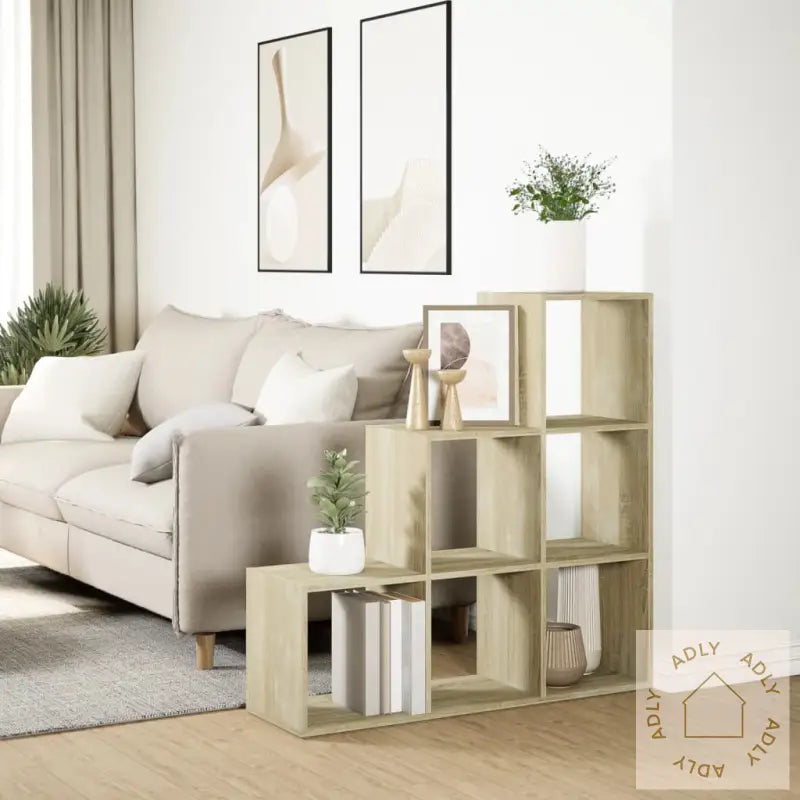 Romdeler Bokhylle 3 Lag Sonoma Eik 99X29X99 Cm Konstruert Tre