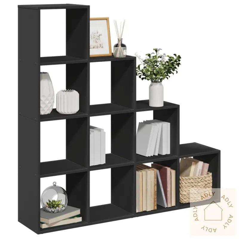 Bokhylle 4 Etasjer Svart 131,5X29X131,5 Cm Konstruert Tre