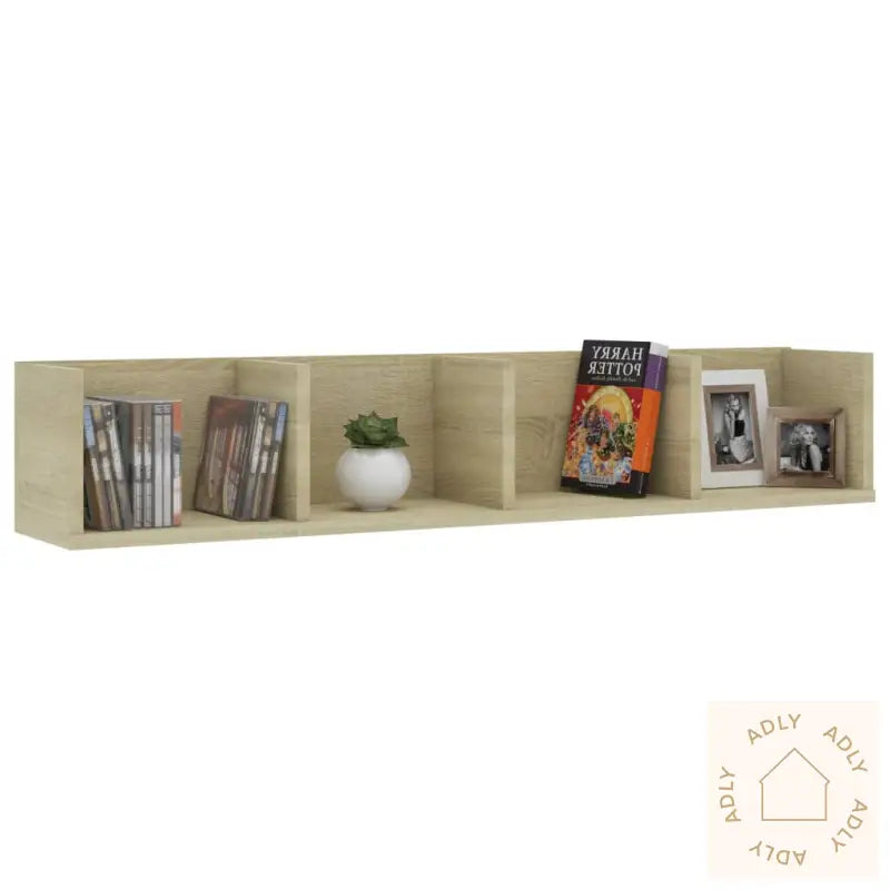 Veggmontert Cd-Hylle Sonoma Eik 100X18X18 Cm Konstruert Tre