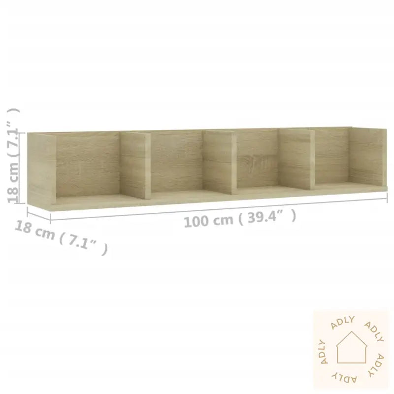 Veggmontert Cd-Hylle Sonoma Eik 100X18X18 Cm Konstruert Tre
