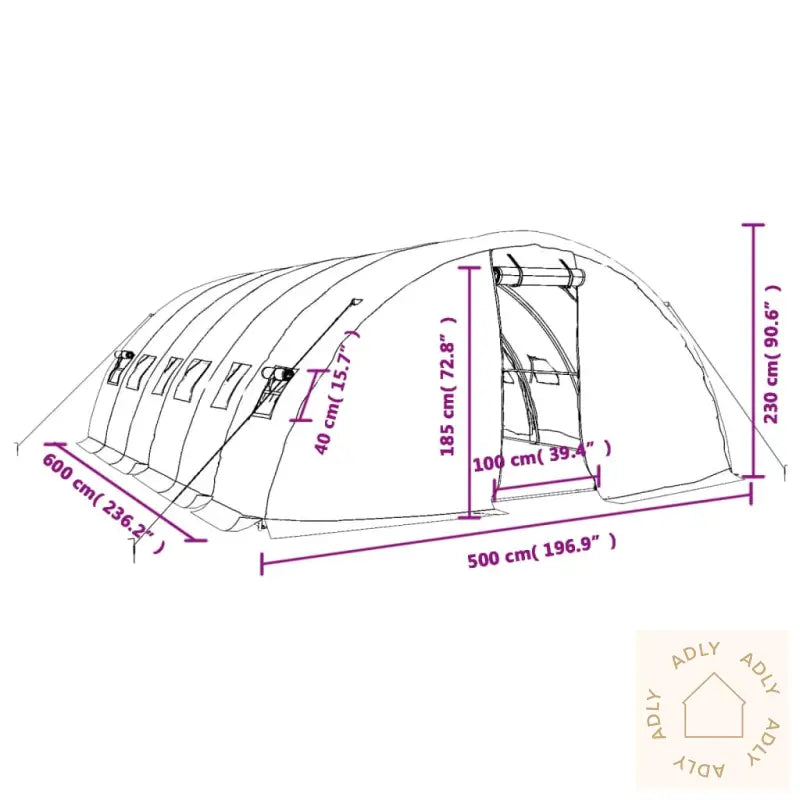 Drivhus Med Stålramme Grønn 30 M² 6X5X2,3 M