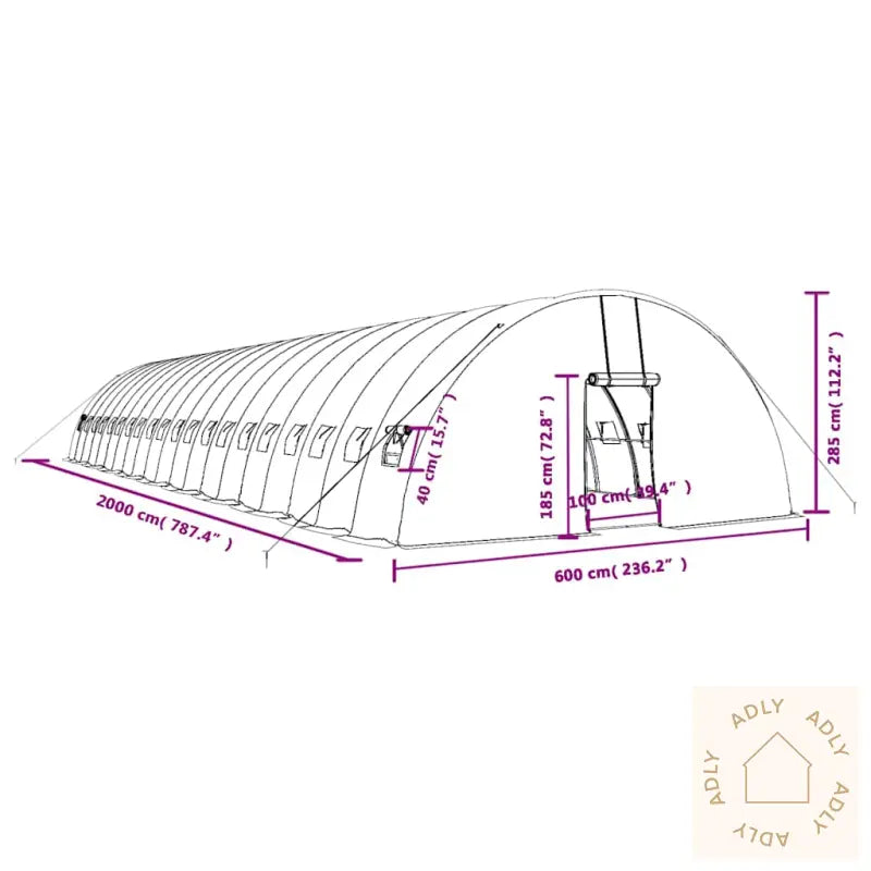 Drivhus Med Stålramme Grønn 120 M² 20X6X2,85 M