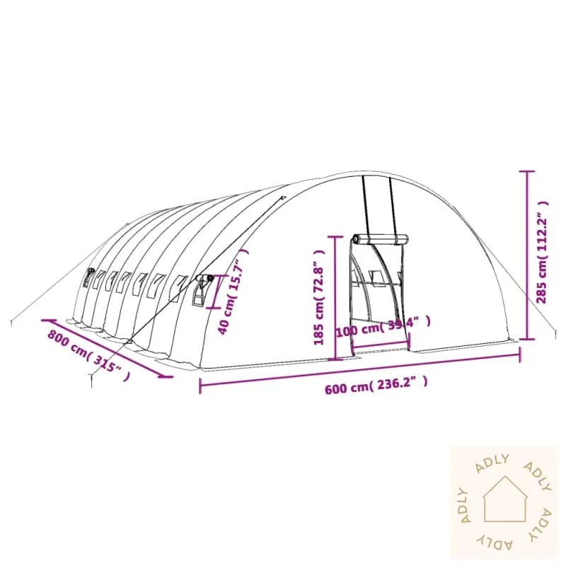 Drivhus Med Stålramme Grønn 48 M² 8X6X2,85 M