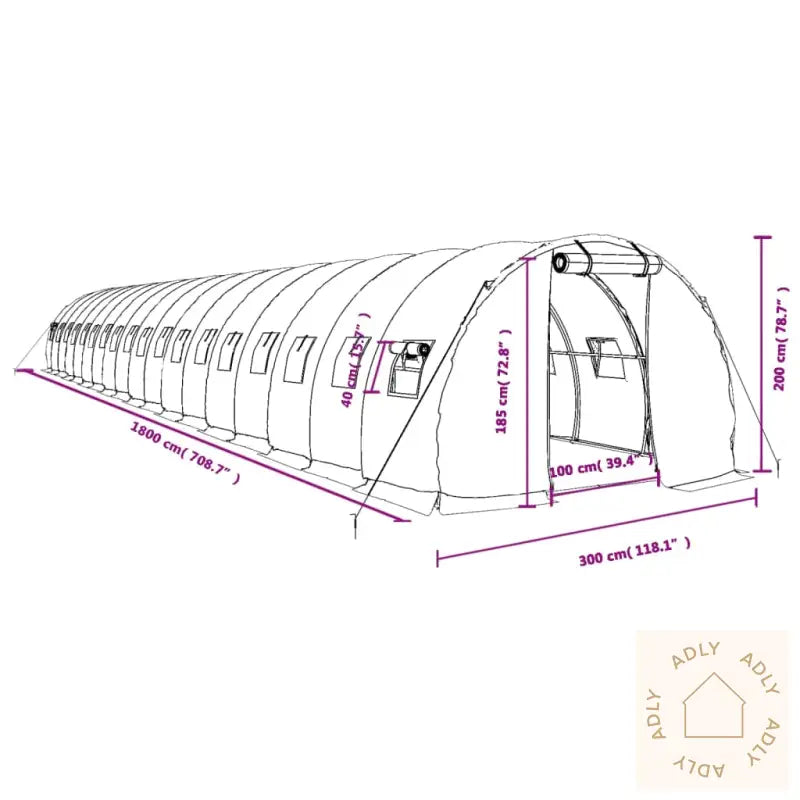 Drivhus Med Stålramme Hvit 54 M² 18X3X2 M