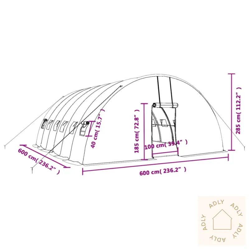 Drivhus Med Stålramme Grønn 36 M² 6X6X2,85 M