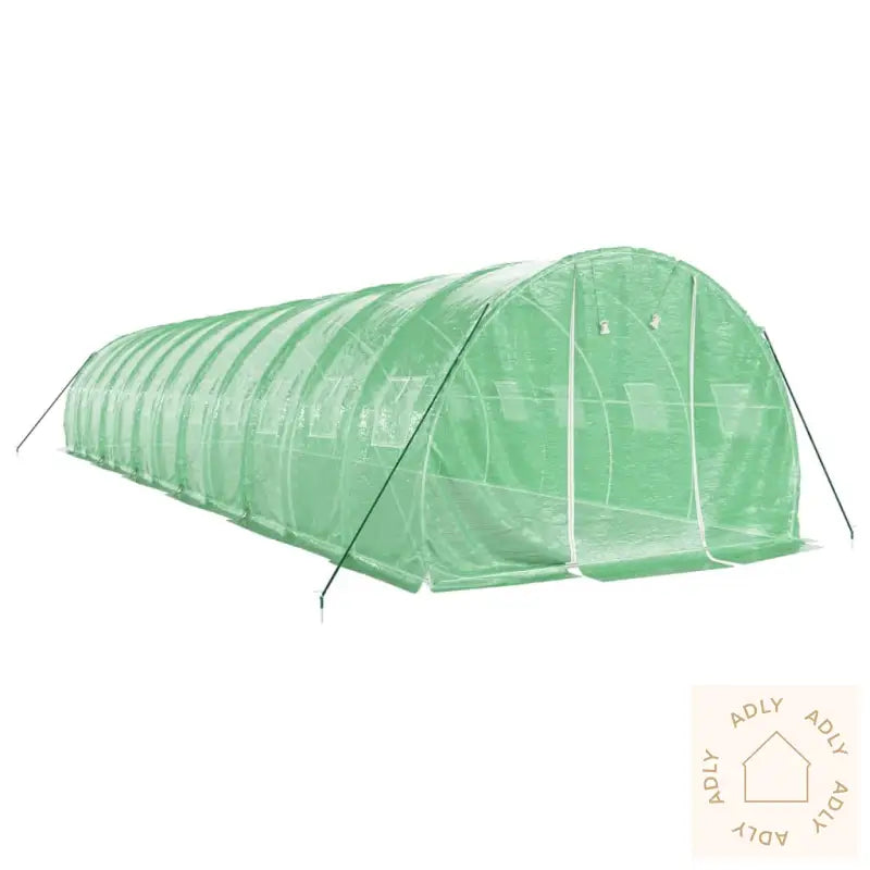 Long, arched slitesterk polyetylen drivhus for plantene dine, romslig og lyssterk