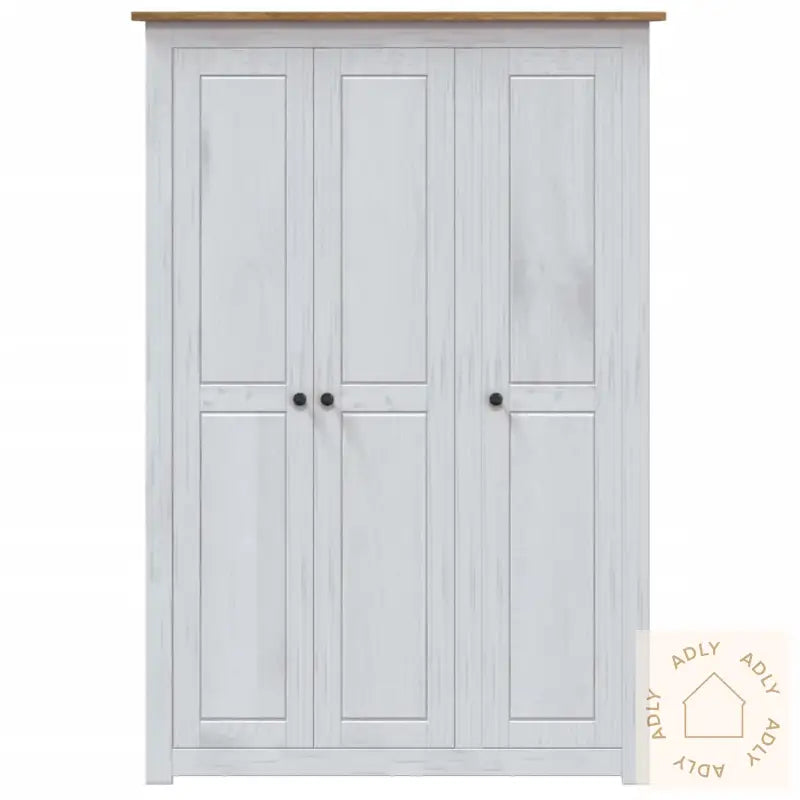 Garderobeskap 3 Dører Hvit 118X50X171,5 Cm Furu Panama Range