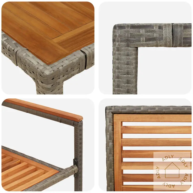 9 Delt Hagediningsett Grå Poly Rattan Akasie