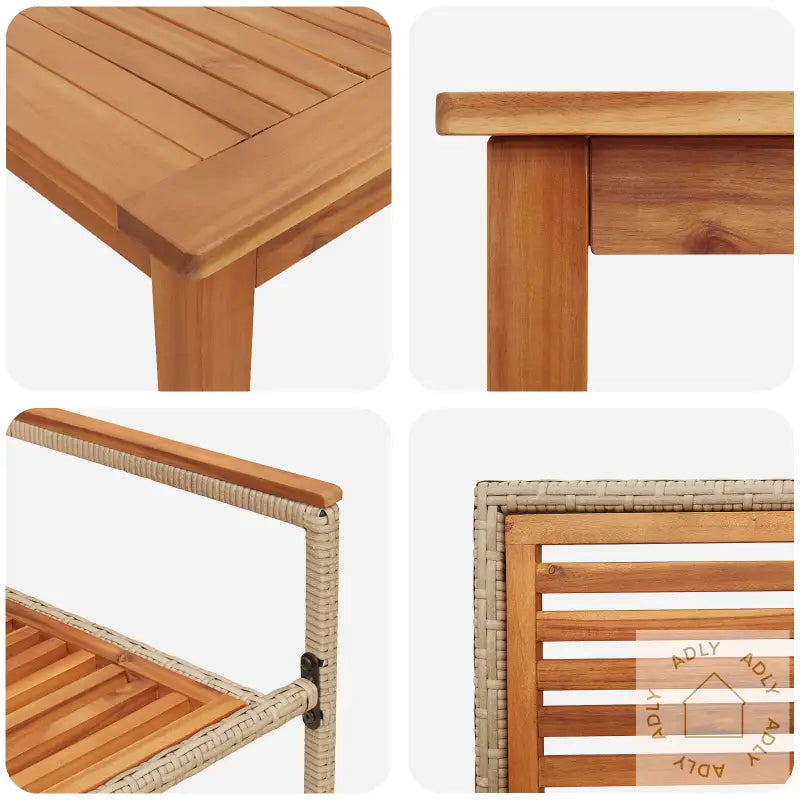 7 Delers Hage Spisestue Beige Poly Rattan Akasie