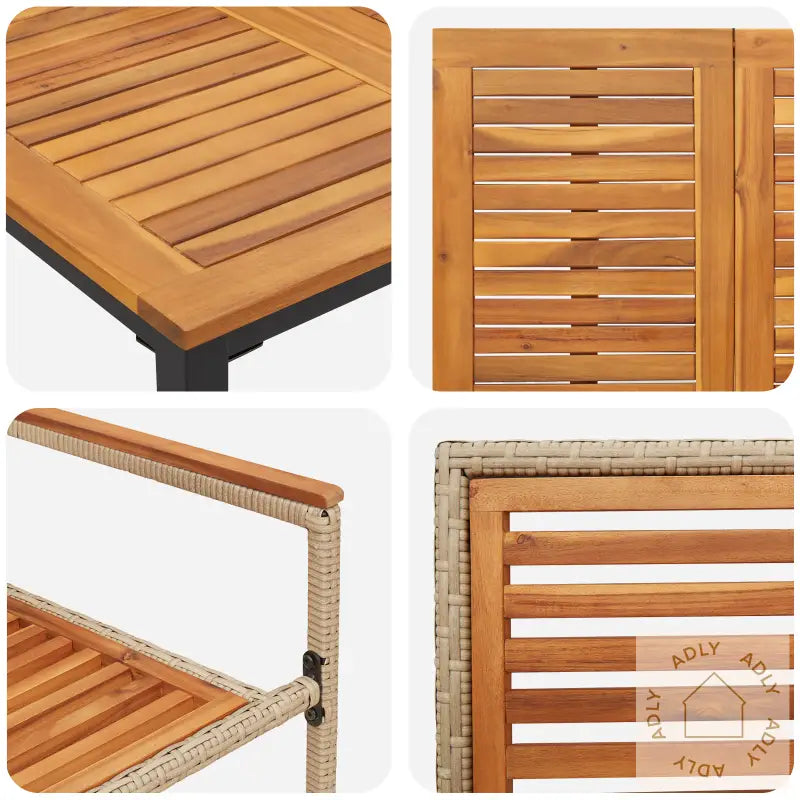 7-Delt Hage Spisegruppe Beige Poly Rattan Akasie