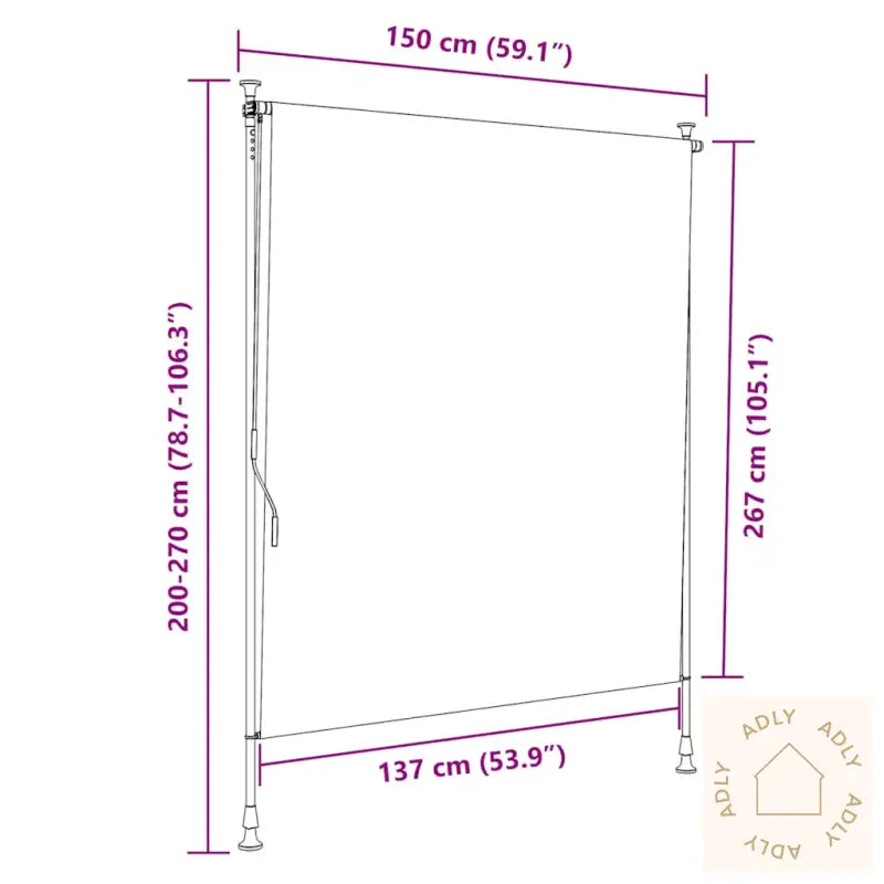 Utendørs Rullegardin 150X270 Cm Antrasitt