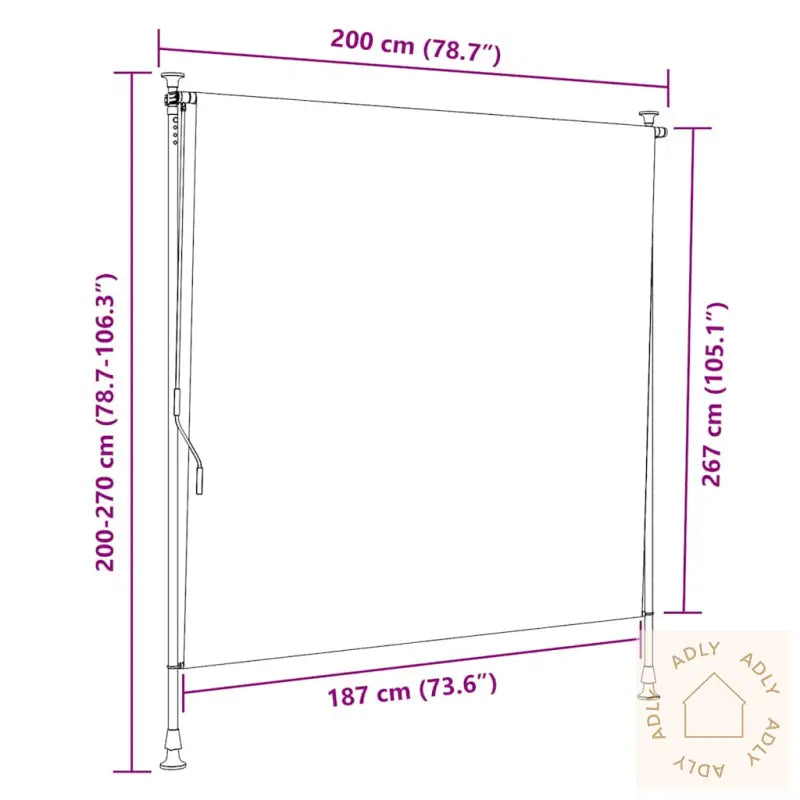 Utendørs Rullegardin 200X270 Cm Antrasitt