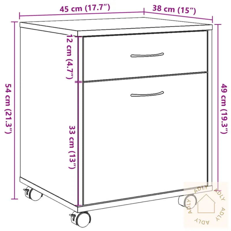 Rulleskap Artisan Eik 45X38X54 Cm Konstruert Tre
