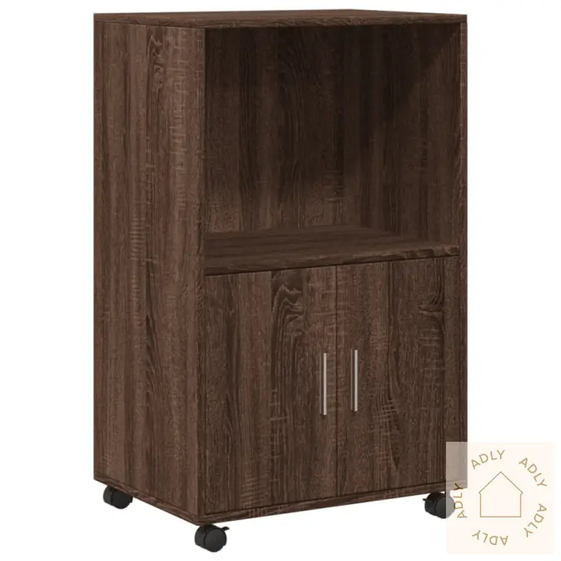 Rulleskap Brun Eik 55X40X91 Cm Konstruert Tre