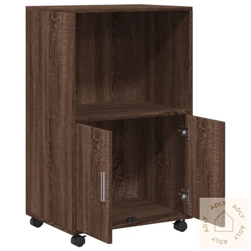 Rulleskap Brun Eik 55X40X91 Cm Konstruert Tre