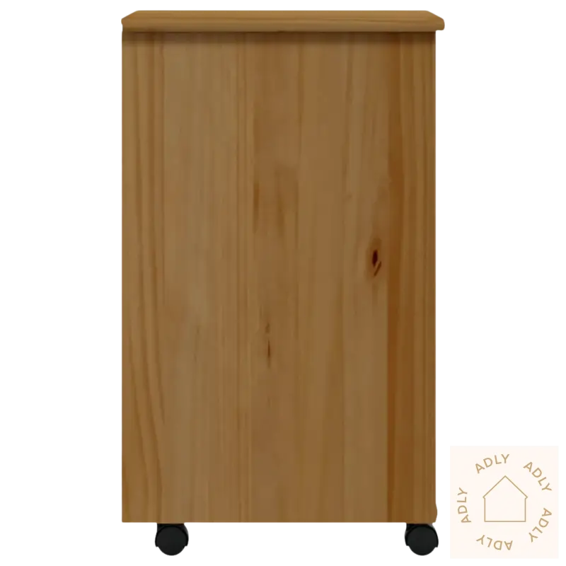 Wooden rolling cabinet i heltre furu med skuffemål for praktisk oppbevaring