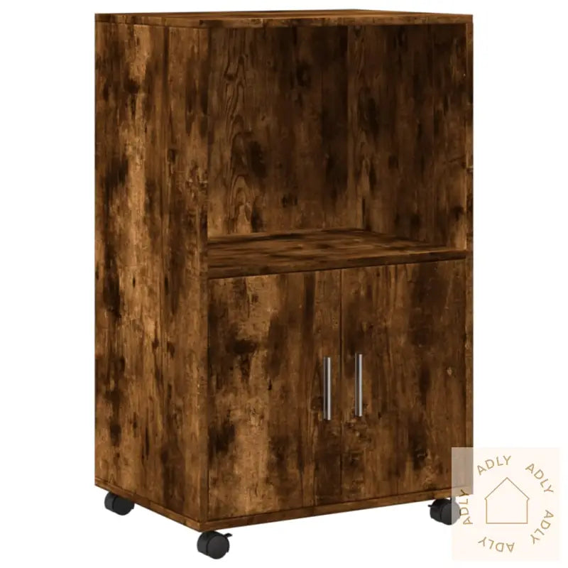 Rulleskap Røkt Eik 55X40X91 Cm Konstruert Tre