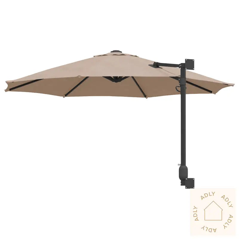 Patio-Parasoll Taupe Polyester Stor Sammenleggbar Rund