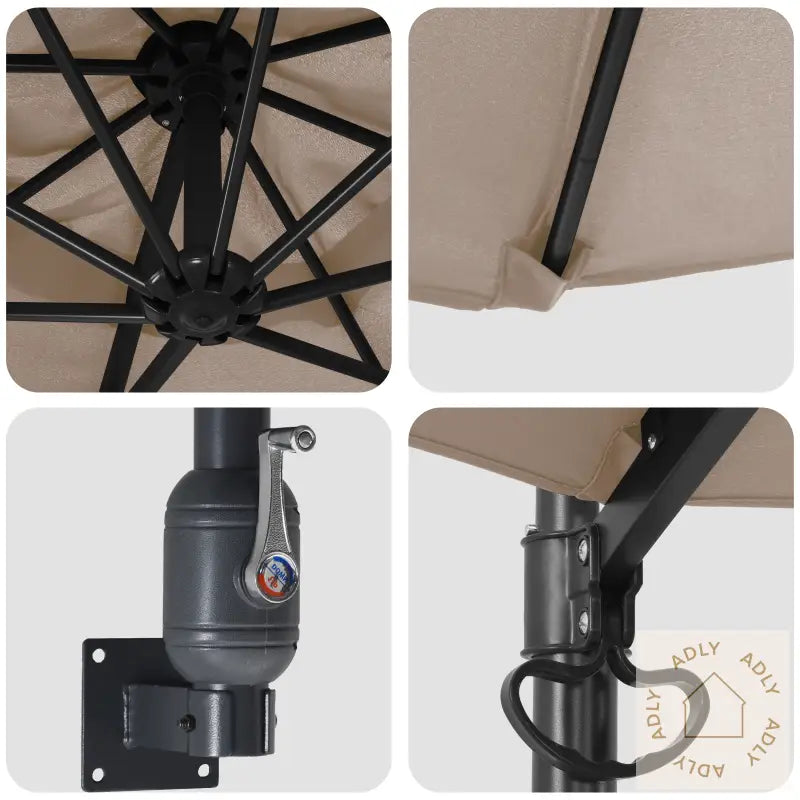 Patio-Parasoll Taupe Polyester Stor Sammenleggbar Rund