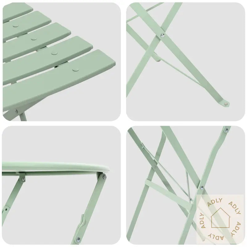 3 Delt Sammenleggbart Bistrosett I Lys Mynte Stål