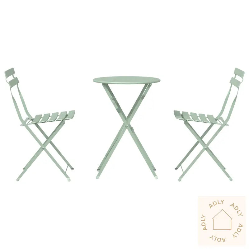 3 Delt Sammenleggbart Bistrosett I Lys Mynte Stål