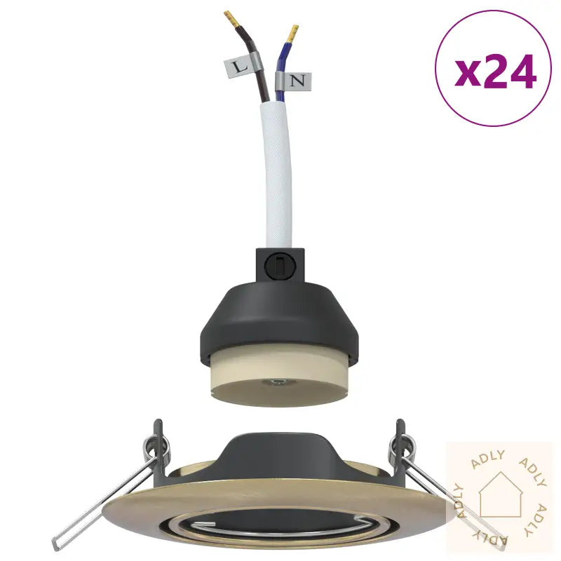 Innfelte Spotlights 24 Stk Runde Gu10 Messing Ø90 Mm Stål