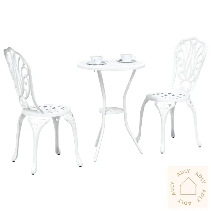 3-Delt Hagebistrosett I Hvit Støpt Aluminium