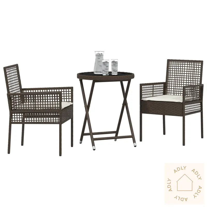 3 Deler Hage Bistrosett Med Puter Brun Polyrotting