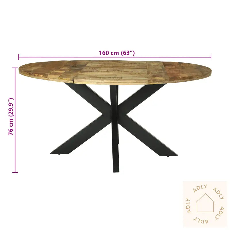 Spisebord Rundt Ø160X76 Cm Massivt Tre Grovt Mangotre