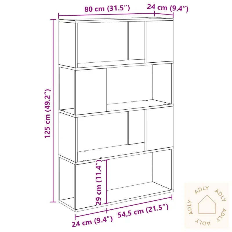 Bokhylle Gammel Tre Konstruert Tre 80 X 24 X 124 Cm Hyllesystem