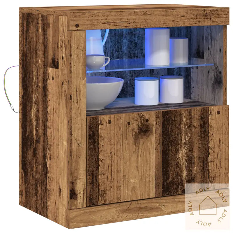 Skap Med Led-Lamper I Gammelt Tre 60,5X37X67 Cm