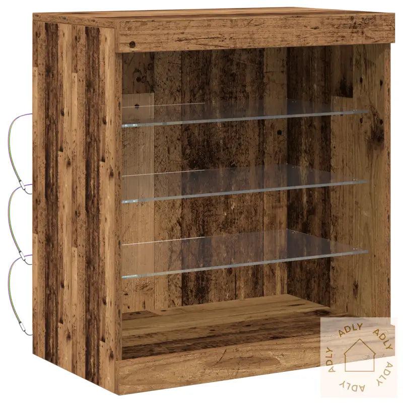 Sideboard Med Led-Lys, Gamle Tre 60,5X37X67 Cm