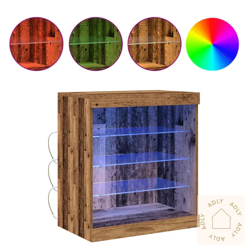 Sideboard Med Led-Lys, Gamle Tre 60,5X37X67 Cm