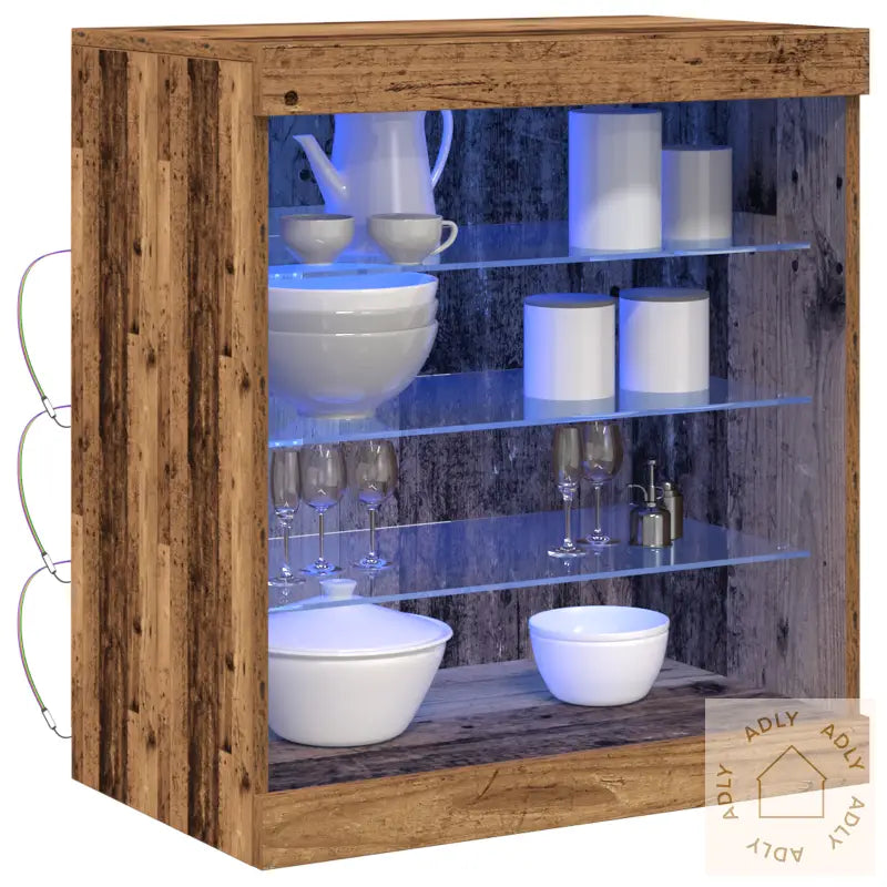 Sideboard Med Led-Lys, Gamle Tre 60,5X37X67 Cm