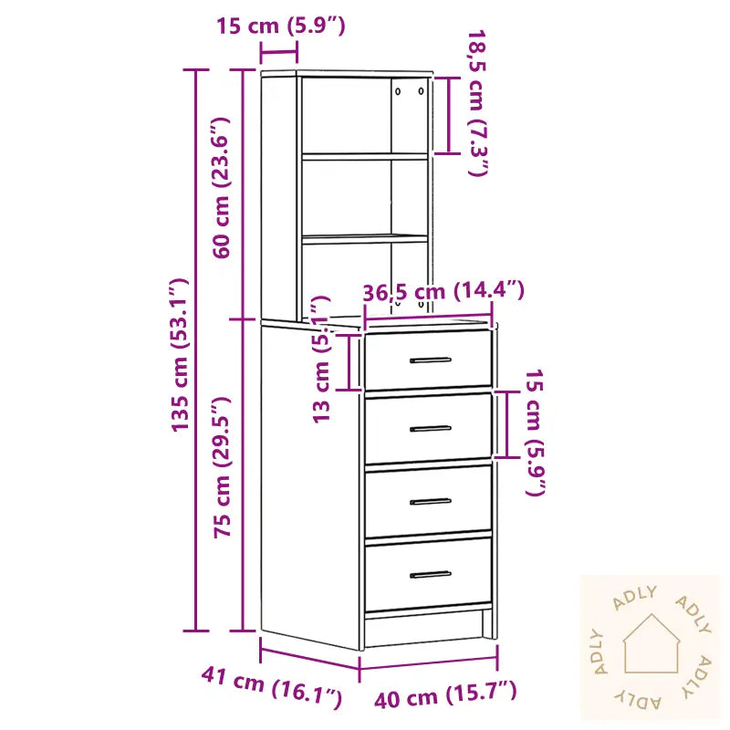 Høyt Skap Gammelt Tre 40X41X135 Cm Konstruert Tre