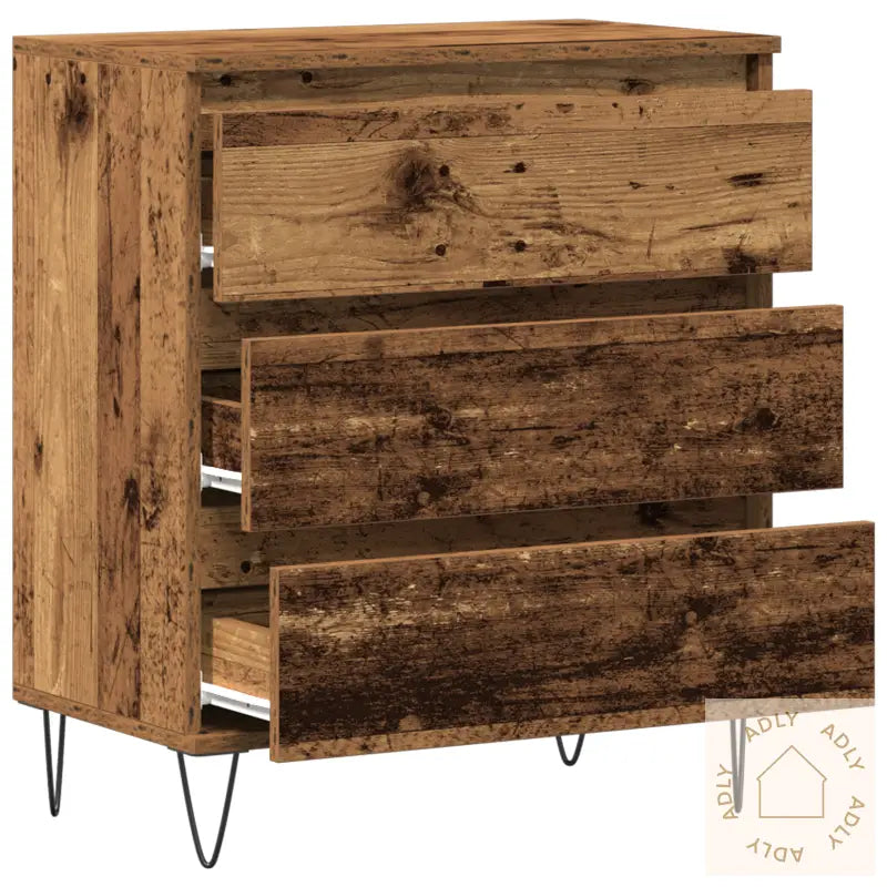 Sideboard Med Skuffer I Gammelt Tre 60X35X70 Cm Konstruert Tre